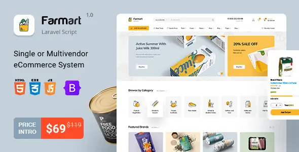 Farmart – Single or Multivendor Laravel eCommerce System (Nulled)