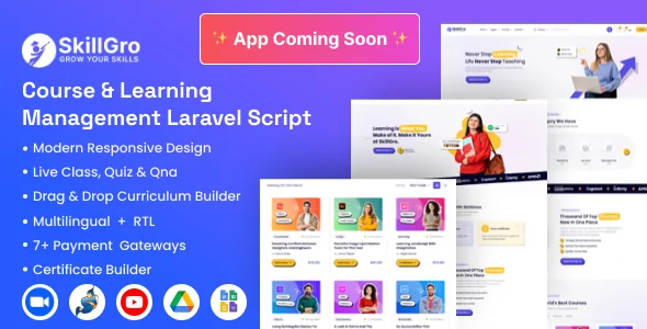 SkillGro v1.6.0 - Course & Learning Management System Laravel Script (LMS) - Nulled