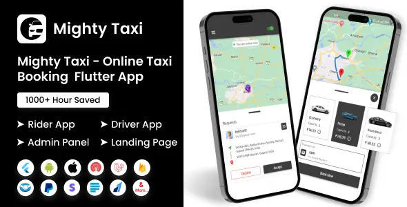 Taxi - Flutter Online Taxi Booking Full Solution | User App | Admin Laravel Panel | Driver app