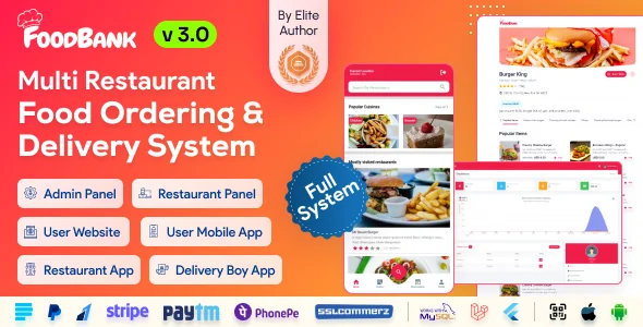 FoodBank Multi Restaurant v3.0 - Restaurant App with Admin & Restaurant Panel - nulled