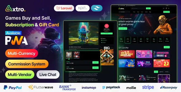 Axtro – Games Buy and Sell, Subscription & Gift Card Laravel Script